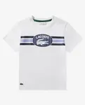 Футболка с логотипом в полоску для мальчика Lacoste, белый - фото