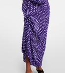 Платье миди из сатина в горох с драпировкой Dries Van Noten, Purple - фото 5