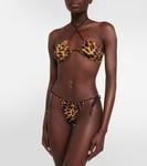 Верх бикини с халтер-воротником и принтом Stella McCartney, Tortoiseshell - фото 2