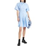 Фасон плиссе расклешенное хлопковое платье-рубашка MARNI, синий - фото 6