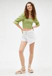 Блуза Koton CROP GIMPED PUFF SLEEVE SQUARE NECK, Green - фото 2