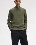Мужской джемпер в рубчик с молнией Fred Perry, оливковый зеленый - фото 4