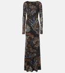 Платье макси с цветочным принтом Etro, Print On Black Base - фото