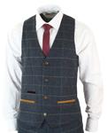Костюм-тройка в клетку Eton Navy Blue Wine Check Marc Darcy - фото 4