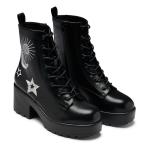 Ботинки KOI Astro Silver Star & Moon Chunky Boots, черный - фото