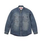 Рубашка Supreme Shearling Lined Denim Work Shirt, Washed Indigo - фото