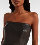 Кожаное платье миди Alex Perry, Dark Brown - фото 4