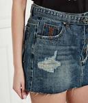 Юбка One Teaspoon джинсовая с эффектом потертости, синий - фото 4