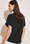 Блуза Lipsy UTILITY V-NECK SHORT ROLL SLEEVE , Black - фото 3