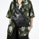 Кожаная сумка-слинг через плечевая поясная унисекс чисто черный Jordan - фото 3