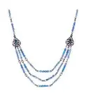 Тройное ожерелье из бусин-фонарей 2028, blue - фото 3