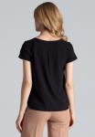 Блуза Figl SHORT-SLEEVED BLOUSE WITH V-NECKLINE, Black - фото 3