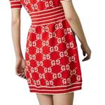 Монограммированное платье-поло gg GUCCI, красный - фото 7