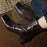 Женские ботильоны XU RI Haapy Bird ретро и комфорт сзади на молнии, с квадратным носком, средней высоты, из натуральной кожи с массивными каблуками, нос свиньи, сочетаются с любой одеждой XU RI Happy Bird, Coffee - фото 5