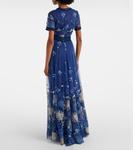 Платье с цветочной вышивкой Costarellos, синий - фото 3