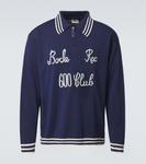 Клубный вышитый хлопковый поло-свитер Bode, темно-синий - фото