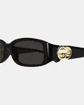 Женские прямоугольные солнцезащитные очки в черном цвете, литье Gucci, черный - фото 2