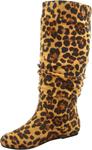 TOP Moda Data-1 Women's Shoes Cute & Comfort Round Toe Flat Heel Slouchy Mid Calf Boot, Leopard - фото 3