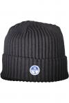 Мужская шапка North Sails крупной вязки с логотипом, черный - фото