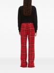 MSGM прямые брюки в клетку с бахромой, красный - фото 4