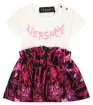 Хлопковое платье Orchid Barocco Versace Kids, White+Black+Tropical Print - фото