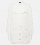 Мини-платье из хлопкового твида с бантом Balmain, Blanc - фото