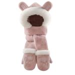 Cute Rabbit Ears Hats & Caps Scarf Set Doll Products Fluffy bear, хаки - фото 9
