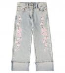 Вышитые джинсы Monnalisa, Stone + Beige - фото