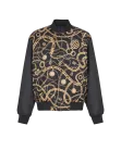 Двусторонний бомбер с принтом и узором Chaines Balmain, черный - фото