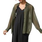 UNIQLO Женская рубашка оливковый зеленый - фото