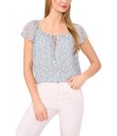 Топ CeCe Printed Round Neckline Flutter Slv Top, Blue Pearl - фото