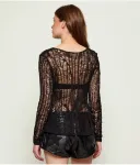 Блузка с защипами и лесенкой Slim fit One Teaspoon, черный - фото 3