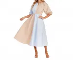 Платье-миди Hutton Colorblock, бежево-голубое Mudpie - фото