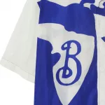 Двухцветная рубашка Equestrian Knight Burberry, синяя - фото 6