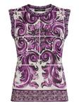 Dolce & Gabbana шелковый топ с принтом Majolica, белый - фото