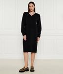 Платье Dkny шерстяное с v-образным вырезом, черный - фото