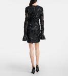 Мини-платье из сетки с цветочной вышивкой Rotate, черный - фото 3