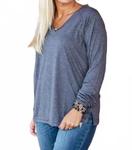 Серый топ с V-образным вырезом Shirley Stone - фото 4