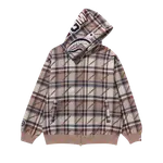 Худи BAPE Logo Check Pattern Shark Full Zip 'Beige', загар - фото