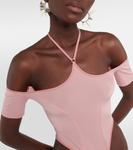 Сетчатый боди с халтернеем KNWLS, розовый - фото 5