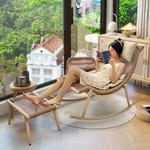 Плетеное кресло-качалка с подставкой для ног (Оттоманка) для дома и сада - фото 2