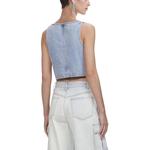 Топ кроп деним с декором Self-portrait, синий - фото 6