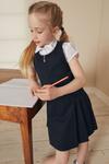 Школьное платье с подтяжками и вышивкой Next, синий - фото