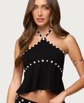 Женский топ-халтер Kayce Button Edikted, Black - фото