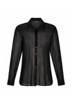 Блуза GOLDNER Button-down blouse, Black Patterned/Black - фото 7