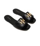 Шлепанцы женские Tory Burch кожаные с золотым декором, черный - фото 3