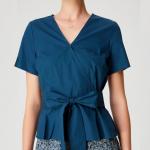 Топ с баской и широким поясом-бантом Smart And Joy, синий - фото 4