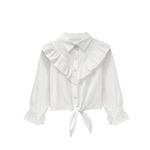 Детская блузка с длинным рукавом, пуговицами и рюшами Maxxis Merch, White - фото