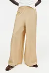 Широкие жатые брюки H&M, бежевый - фото 3