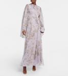 Шелковое платье с принтом Chiara Erdem, Lilac + White - фото 2